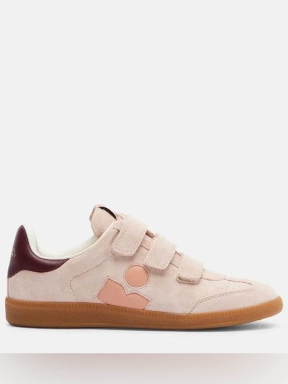Isabel Marant Pink Suede Velcro Sneakers with Brown Gum Sole